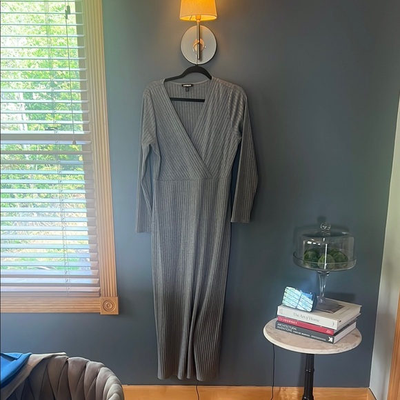 Express Dresses & Skirts - Express Gray Ribbed Maxi Dress